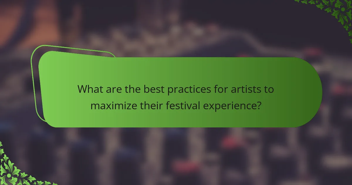 What are the best practices for artists to maximize their festival experience?